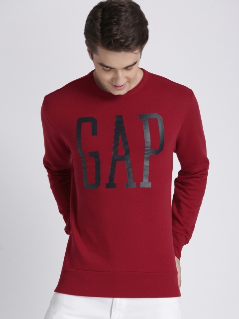 

GAP Men Red Printed Sweatshirt