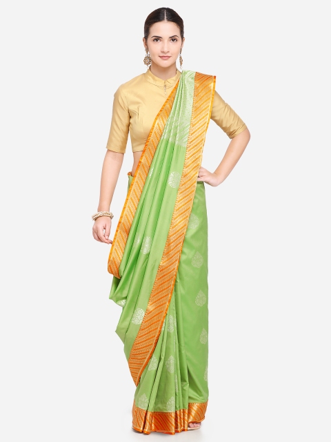 

Varkala Silk Sarees Green Silk Blend Woven Design Banarasi Saree