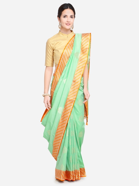 

Varkala Silk Sarees Green Silk Blend Woven Design Banarasi Saree