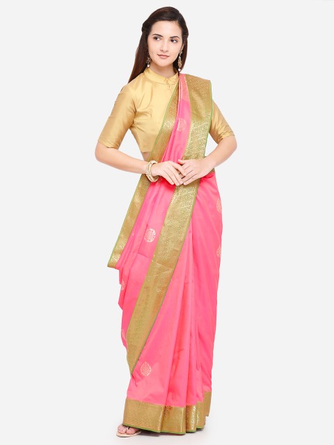 

Varkala Silk Sarees Pink & Gold-Coloured Silk Blend Woven Design Banarasi Saree