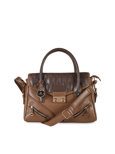

Diana Korr Brown Colourblocked Handheld Bag