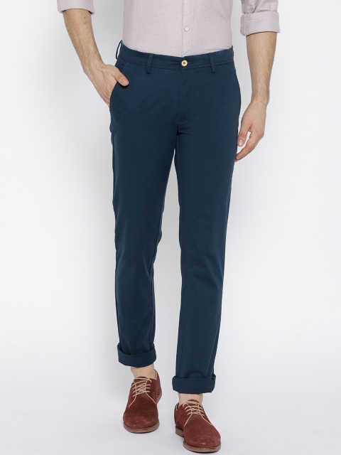 

J Hampstead Men Navy Slim Fit Solid Chinos, Navy blue