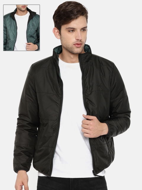 

Lee Men Black & Green Solid Reversible Puffer Jacket