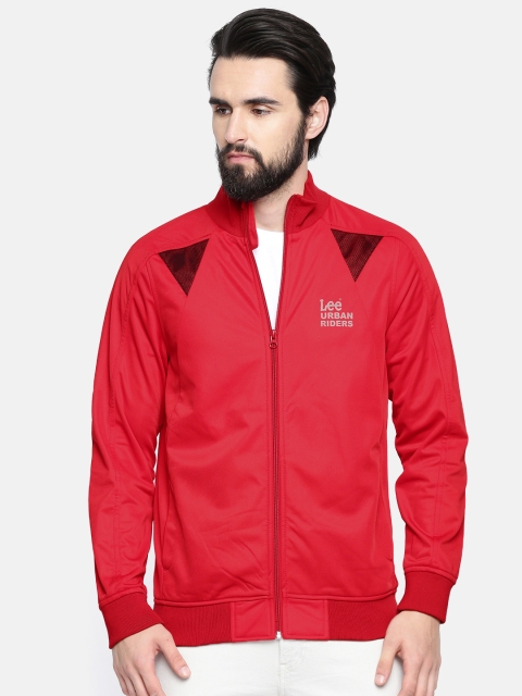 

Lee Men Red Stand Collar Solid Jacket