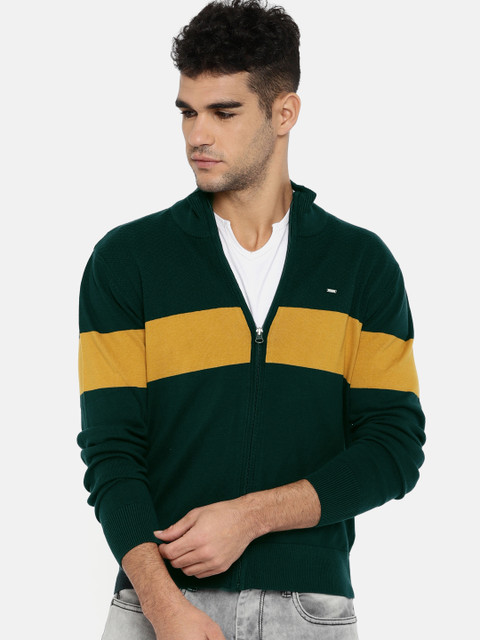 

Lee Men Olive Green & Mustard Self Design Front-Open