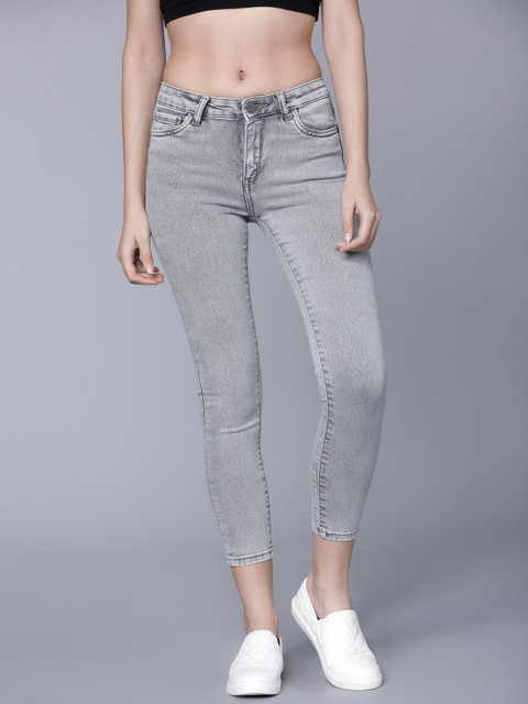 

Tokyo Talkies Women Grey Super Skinny Fit Mid-Rise Clean Look Jeans