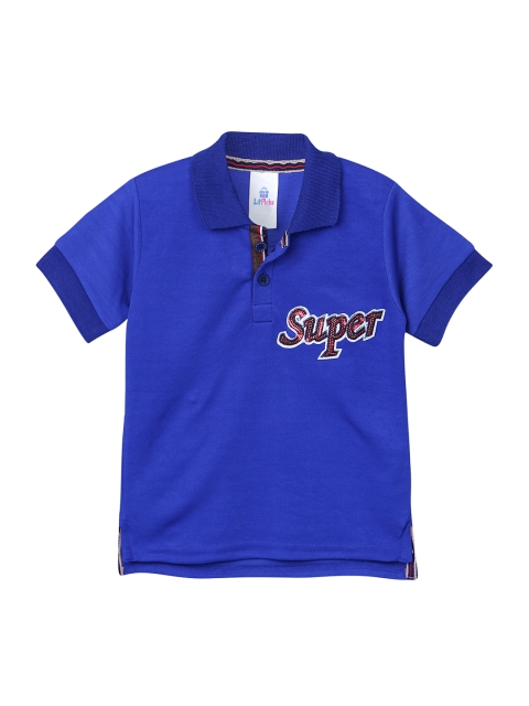 

LilPicks Boys Blue Self Design Polo Collar T-shirt