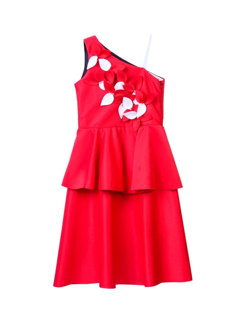 

LilPicks Girls Red Solid Fit and Flare Dress