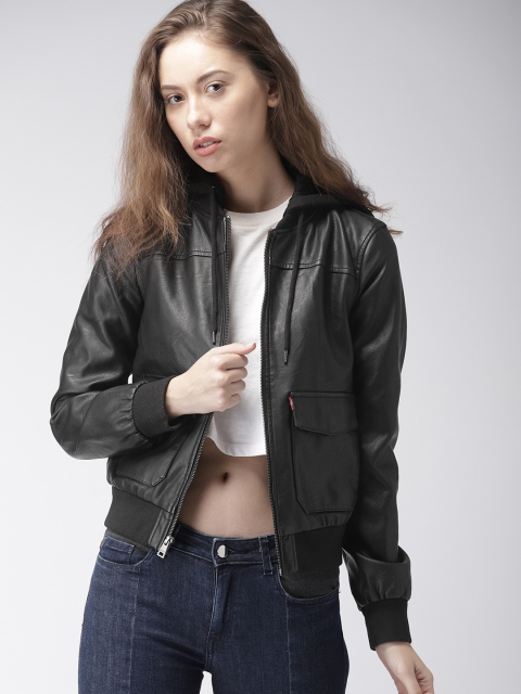 

Levis Women Black Solid Biker Jacket