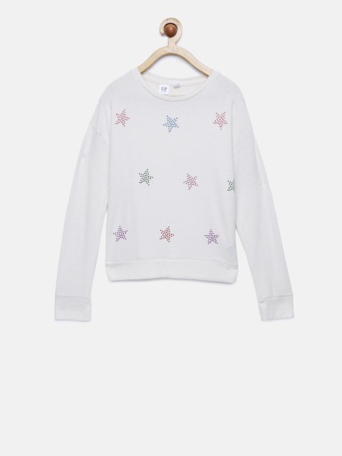 

Gap Girls' Softspun Studded Pullover Sweater, Off white