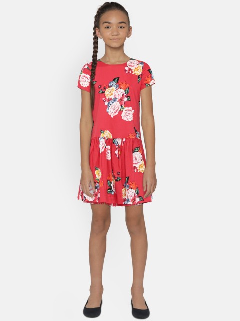

GAP Girls' Drop-Waist Floral Dress, Red