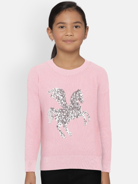 

GAP Girls Pink Sequin Graphic Crewneck Sweater