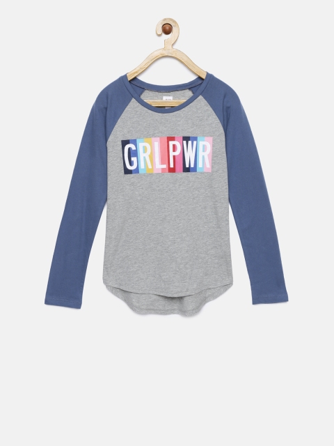 

GAP Girls' Grey Glitter Graphic Raglan T-Shirt