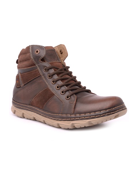 

Buckaroo Men Brown Solid Leather Mid-Top Flat Boots