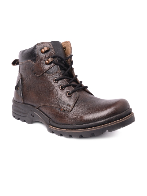 

Buckaroo Men Brown Solid Leather High-Top Flat Boots