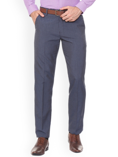 

Peter England Men Blue Slim Fit Self Design Formal Trousers
