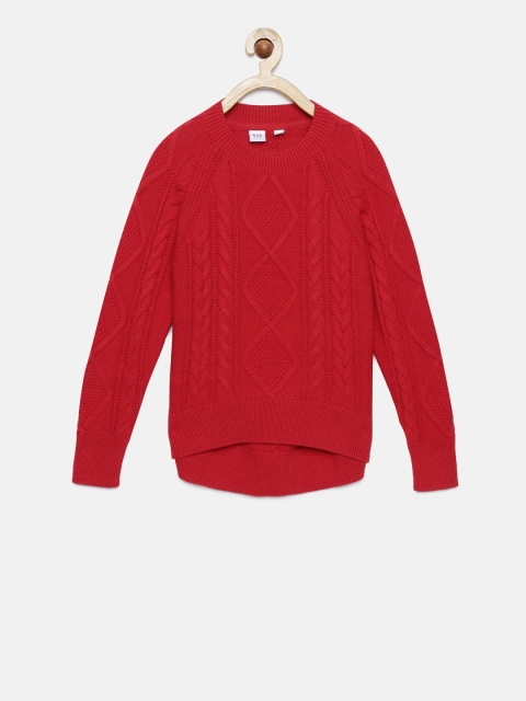 

Gap Girls' Hi-Lo Cable-Knit Sweater, Red