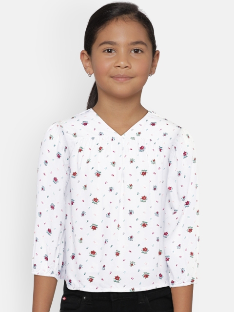 

GAP Girls' White Print V-Neck Top