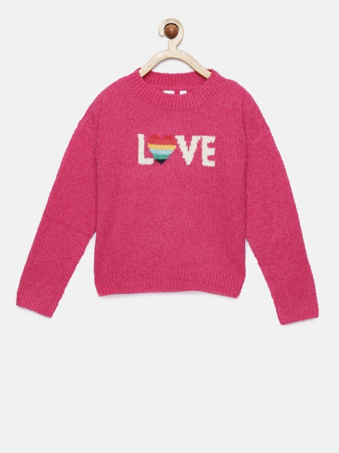 

Gap Girls' Cozy Graphic Crewneck Sweater, Pink
