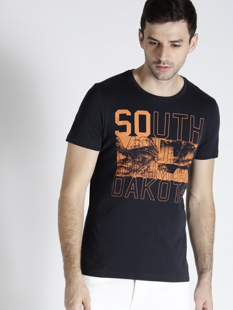 

s.Oliver Men Navy Blue Printed Round Neck T-shirt