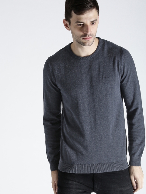 

s.Oliver Men Charcoal Grey Solid Pullover