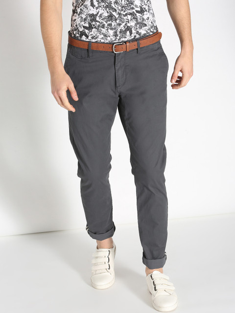 

s.Oliver Men Grey Slim Fit Solid Regular Trousers