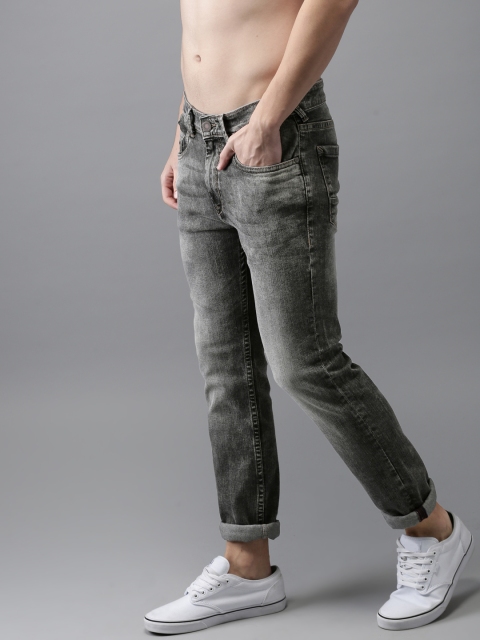

HERE&NOW Men Grey Regular Fit Mid-Rise Clean Look Stretchable Jeans