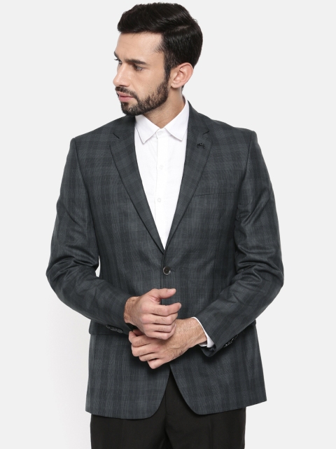 

Raymond Men Charcoal Grey Checked Slim Fit Single-Breasted Formal Blazer