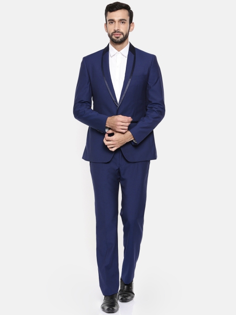 

Park Avenue Navy Blue Solid Single-Breasted Super Slim Fit Formal Suit