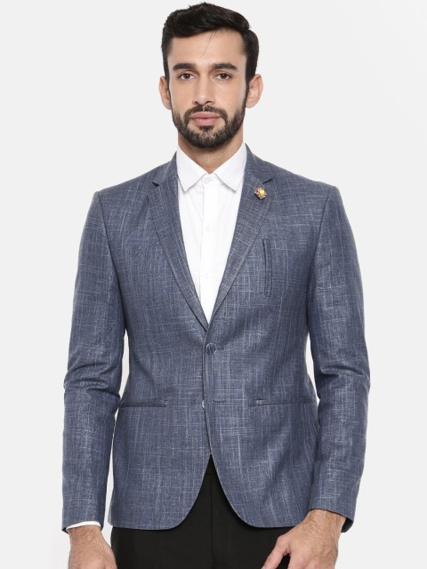 

Park Avenue Men Blue Solid Single-Breasted Slim Fit Formal Blazer