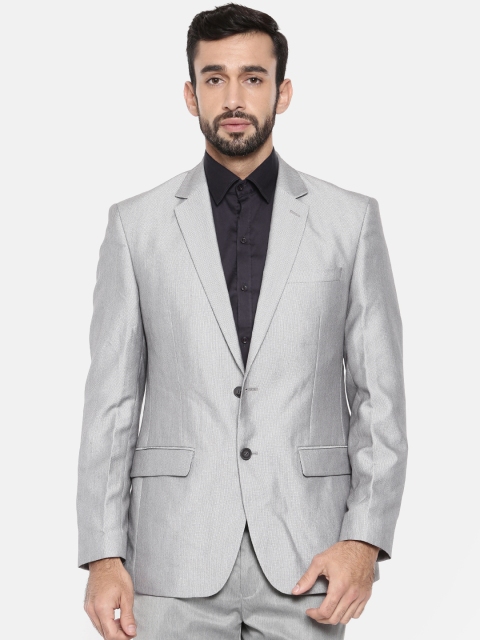 

Park Avenue Men Grey Self Design Single-Breasted Slim Fit Formal Blazer