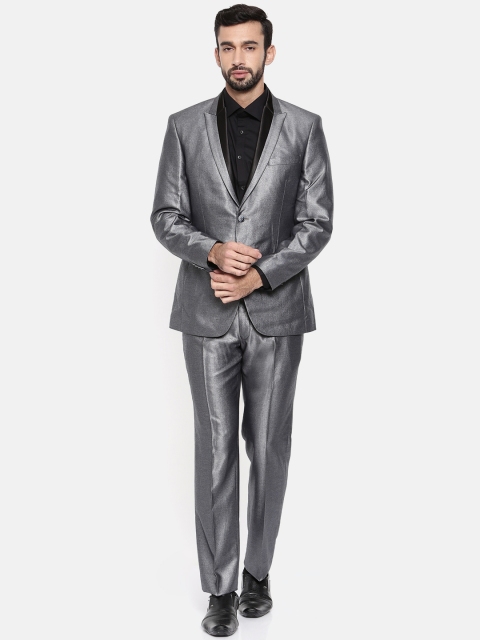 

Park Avenue Men Grey Single-Breasted Slim-Fit Party Suit