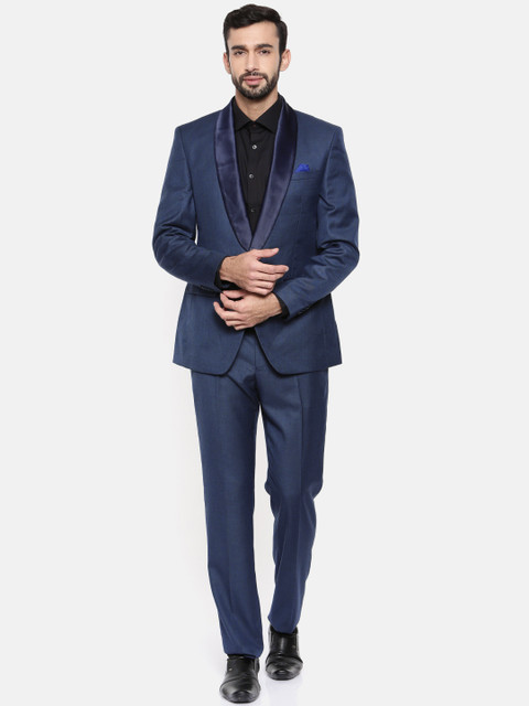 

Park Avenue Men Navy Blue Single-Breasted Slim Fit Party Suit
