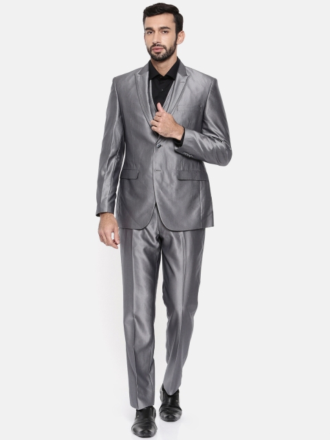 

Park Avenue Men Grey Single-Breasted Slim-Fit Party Suit