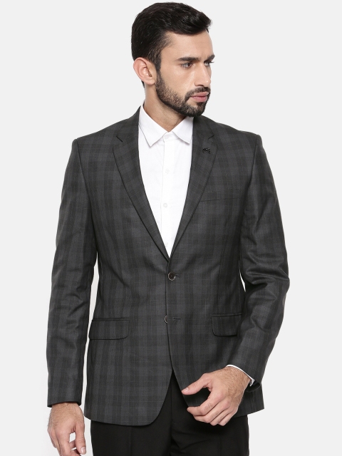 

Raymond Men Grey Checked Contemporary Fit Single-Breasted Notched Lapel Formal Blazer