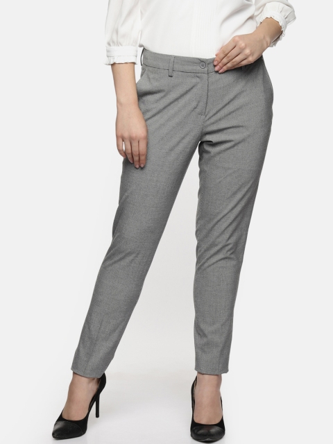 

Annabelle by Pantaloons Women Grey Slim Fit Checked Formal Trousers