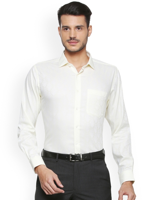 

Van Heusen Men Cream-Coloured Regular Fit Self Design Formal Shirt