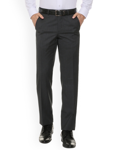 

Van Heusen Men Charcoal Grey Regular Fit Solid Formal Trousers