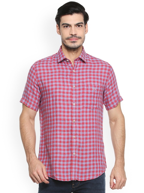

Van Heusen Sport Men Maroon Slim Fit Checked Linen Casual Shirt