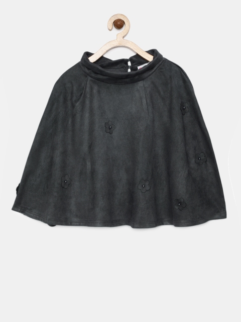 

Peppermint Grey Solid Button Cape Shrug