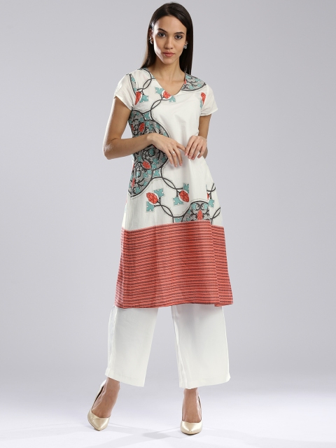 

W Women Off-White Printed A-Line Kurta