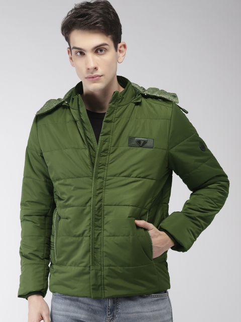 

Fort Collins Men Olive Green Solid Padded Jacket