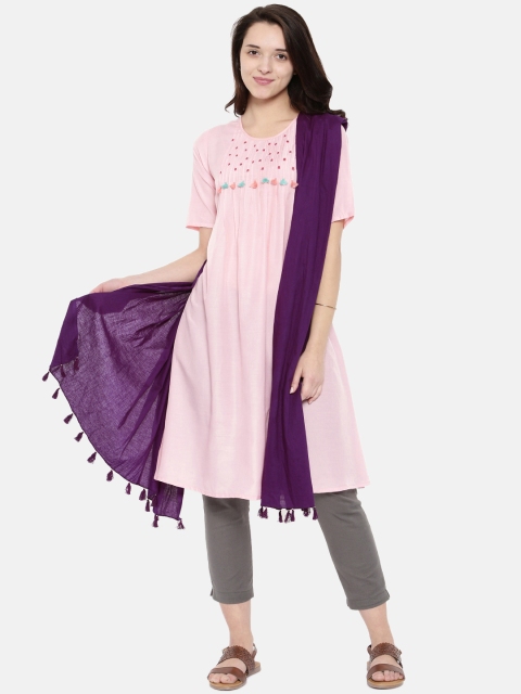 

Melange by Lifestyle Purple Solid Pure Cotton Dupatta