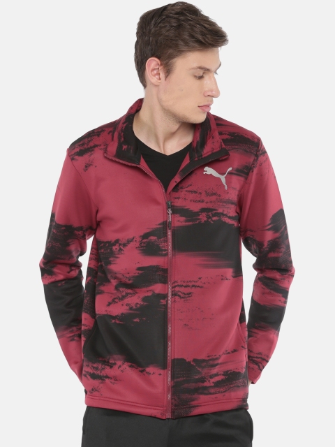 

Puma Men Marron & Black Printed Sporty Jacket, Maroon