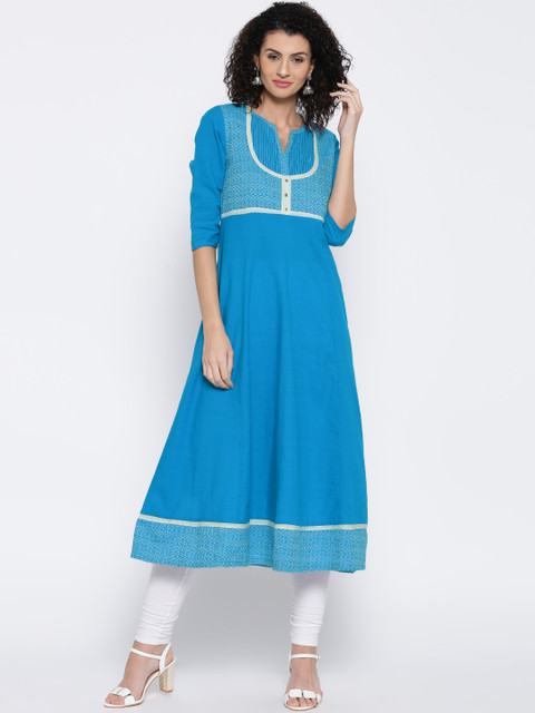

Aurelia Blue Woven Design Anarkali Kurta