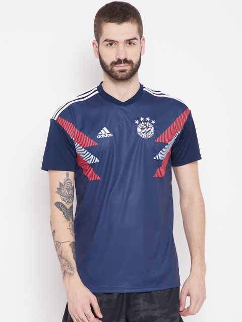 

ADIDAS Navy Solid FCB H Preshi Football T-shirt, Navy blue