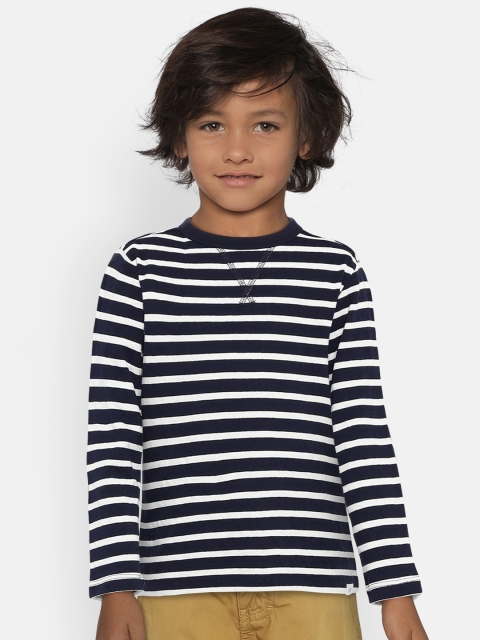 

GAP Baby Boys' White & Navy Striped Double-Weave T-Shirt, Navy blue