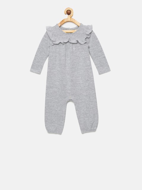 

GAP Baby Girls' Grey Softspun Ruffle One-Piece Rompers