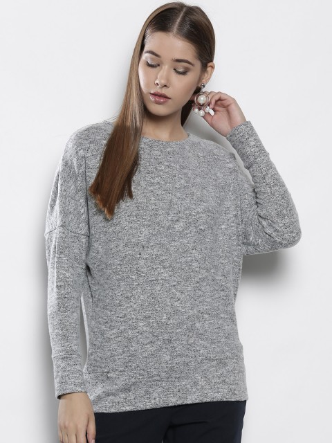 

DOROTHY PERKINS Women Grey Melange Solid Sweatshirt