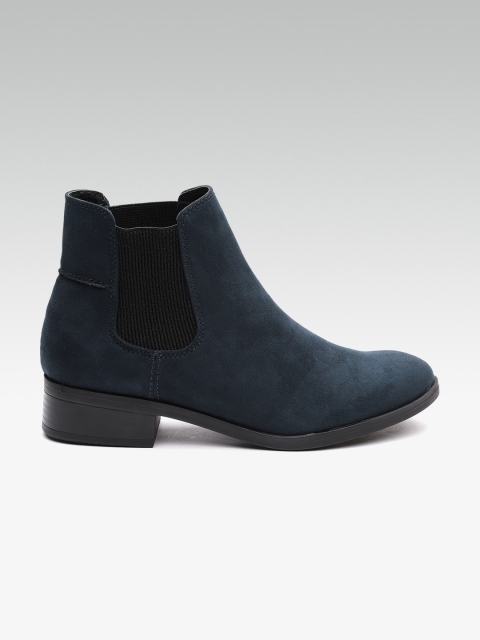 

DOROTHY PERKINS Women Navy Solid Mid-Top Chelsea Boots, Navy blue